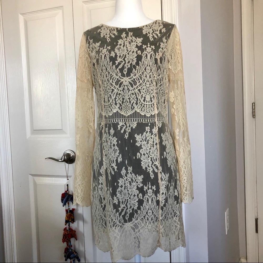 Free People gold lace dress